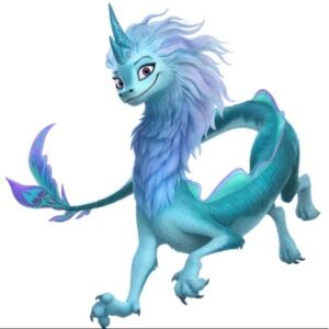 DISNEY SISU RAYA AND THE LAST DRAGON TOY FIGURE TALKS LIGHTS UP BLUE 14” X 9”